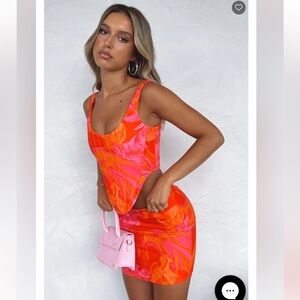 White Fox matching set Sweet Nothings Bustier and Mini Skirt in Liberty Print